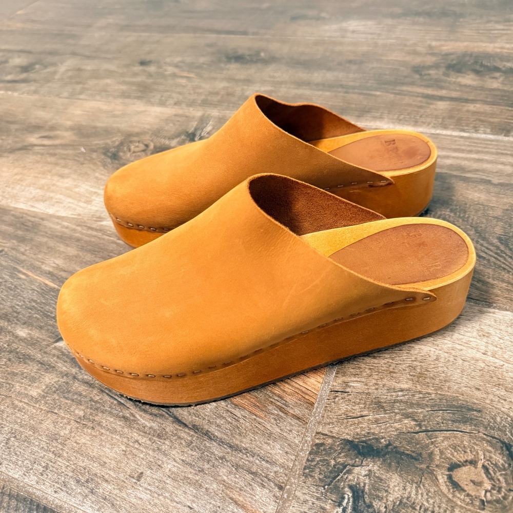 Bryr Women The Bean Leather Platform Wood Clog,Tan Whiskey, 8 - Picture 4 of 9